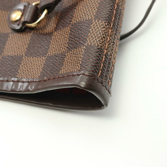 Louis Vuitton Neverfull Tote Bag Leather Damier Brown Cerise Red - Picture 6 of 7